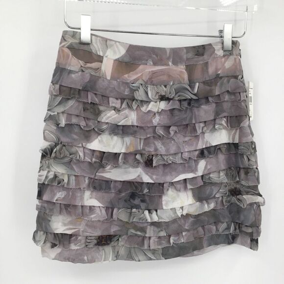 🩶 NWT - DVF Diane von Furstenberg Honare Meral Roses ruffle tier silk skirt 2 - Picture 2 of 6